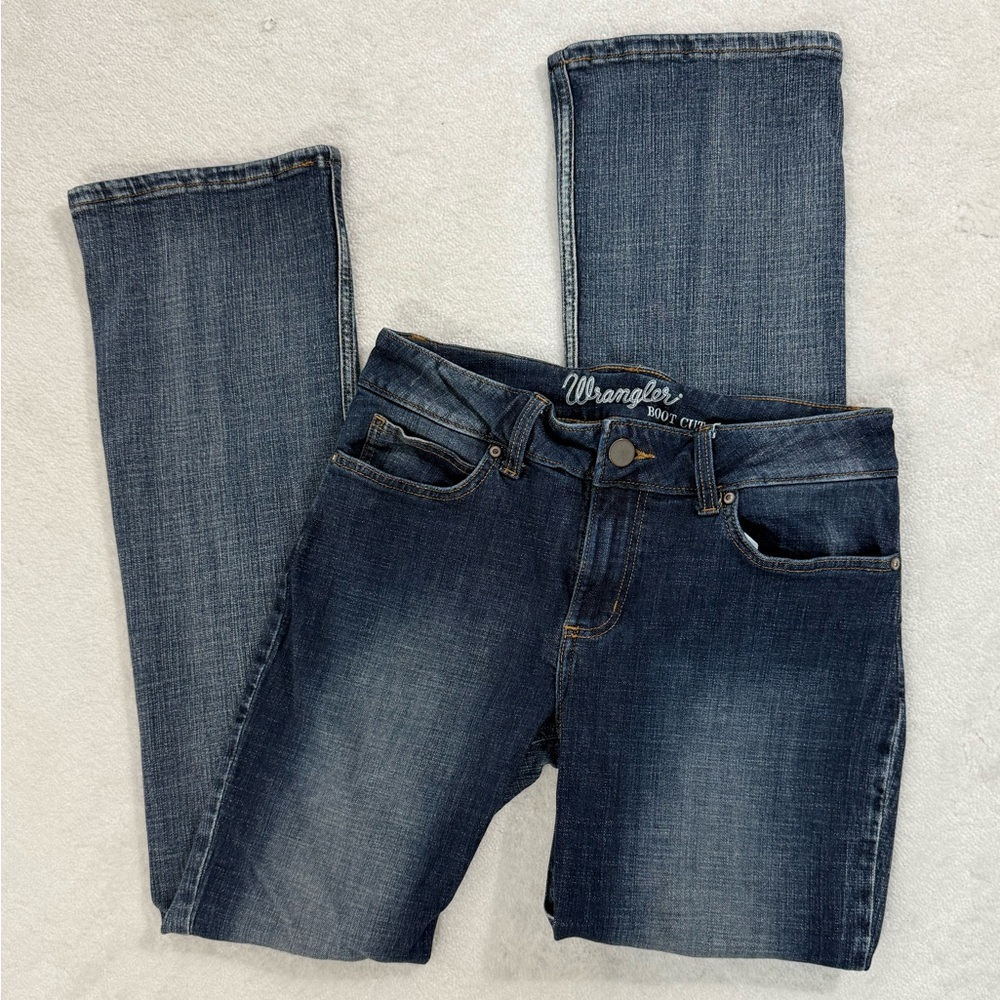 WRANGLER Bootcut Denim Blue Jeans Sz 7x34 , Western Boho Dark Wash